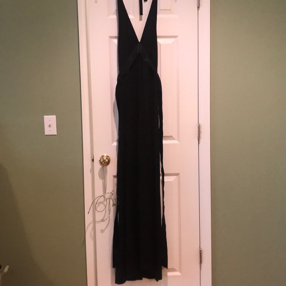 BCBG Black Jersey Halter Gown